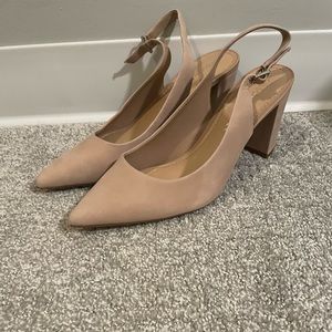 Nude suede slingback heel